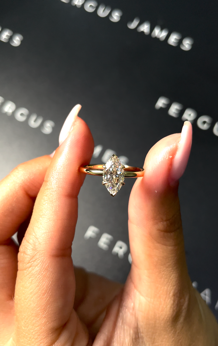 1 Carat Natural Solitaire Engagement Ring - Marquise Diamond