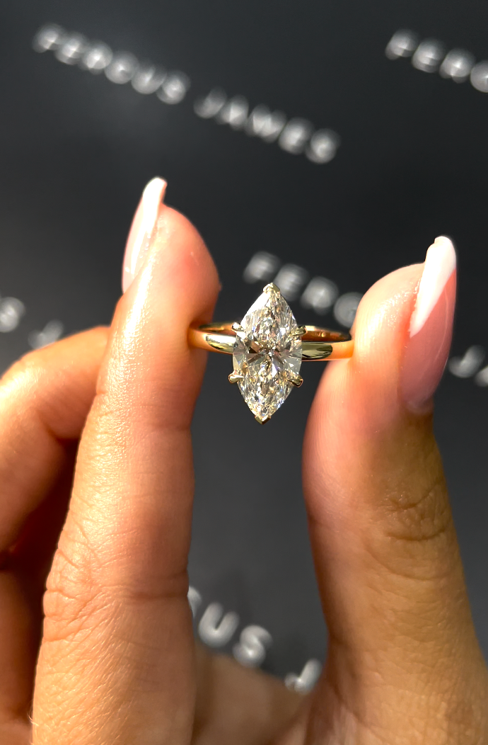2 Carat Lab-Grown Solitaire Engagement Ring - Marquise Diamond