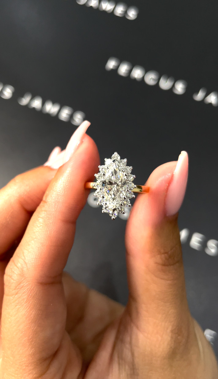 1.5 Carat Natural Halo Engagement Ring - Marquise Diamond