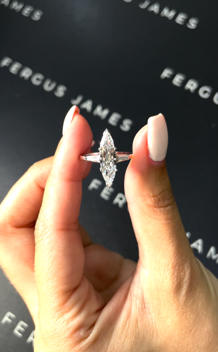 1.5 Carat Natural Trilogy Engagement Ring - Marquise Diamond