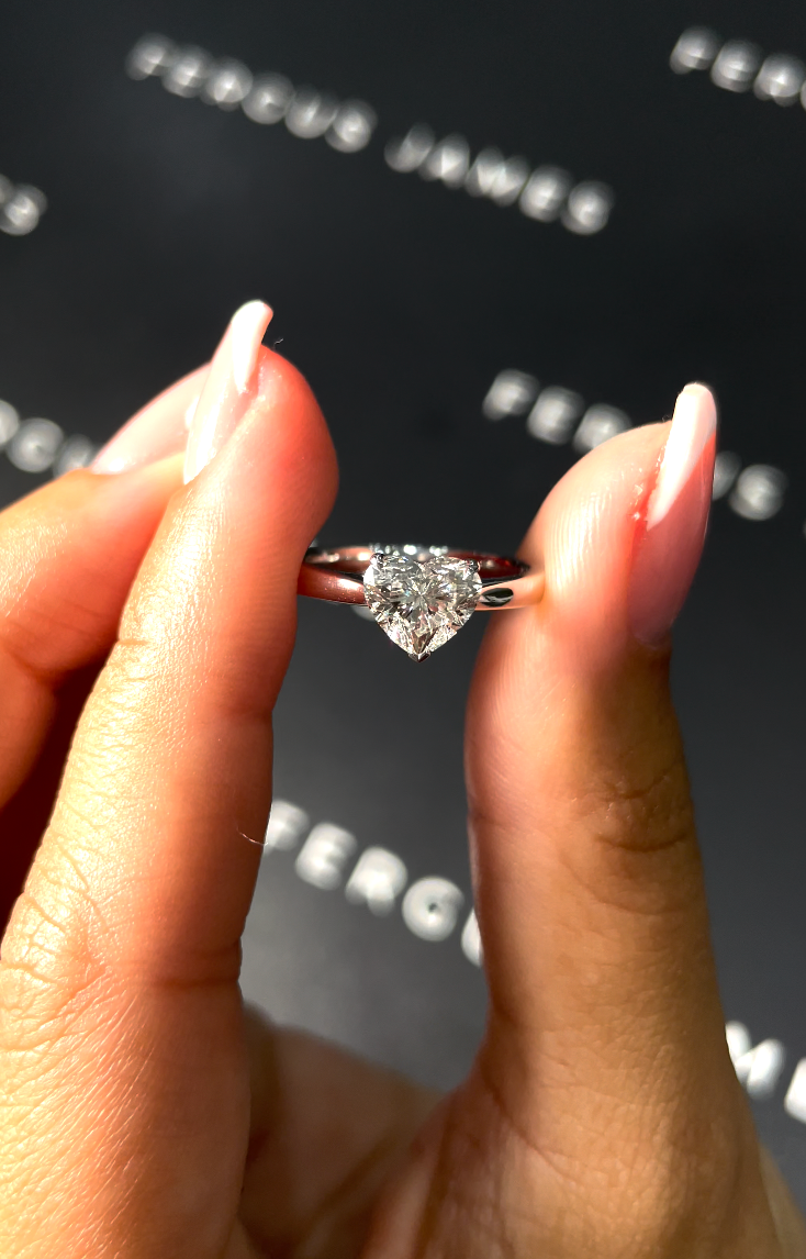 1 Carat Natural Solitaire Engagement Ring - Heart Diamond