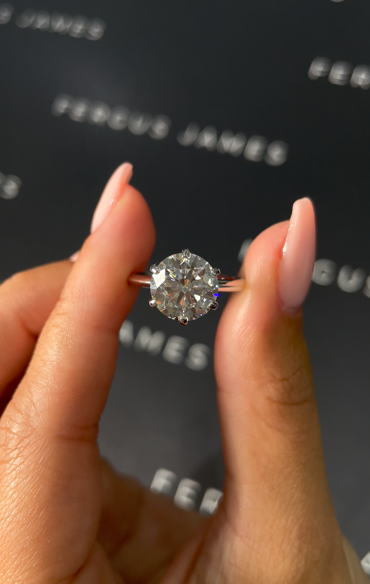 3.5 Carat Natural Solitaire Engagement Ring - Round Diamond