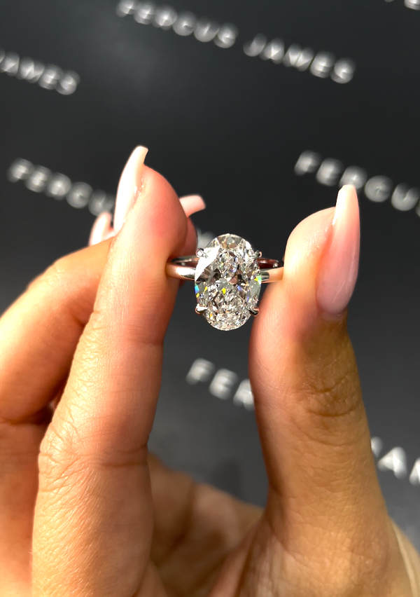 3 Carat Lab-Grown Solitaire Engagement Ring - Oval Diamond