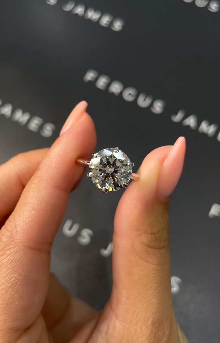 4 Carat Natural Solitaire Engagement Ring - Round Diamond
