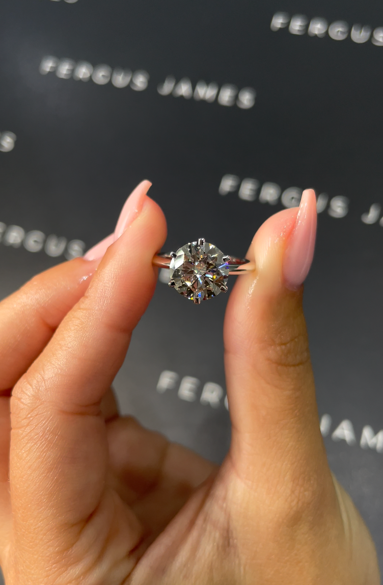 3 Carat Natural Solitaire Engagement Ring - Round Diamond