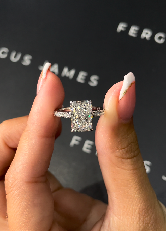 3 Carat Lab-Grown Diamond Band Engagement Ring - Radiant Diamond