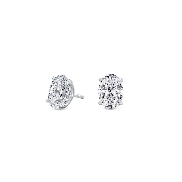 2ct Each (4ct Total) Oval Lab-Grown Diamond Stud Earrings White Gold