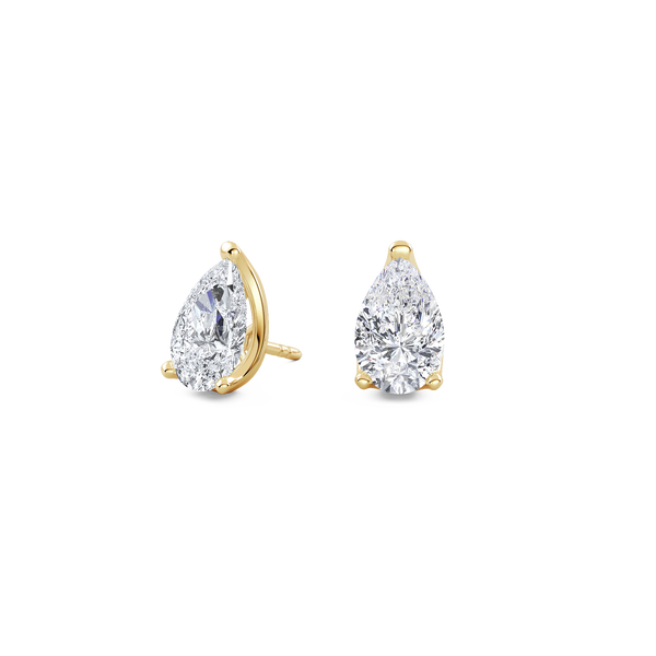 2ct Each (4ct Total) Pear Lab-Grown Diamond Stud Earrings Yellow Gold