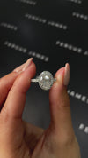 2 Carat Natural Halo Engagement Ring - Oval Diamond in 18k White Gold Setting