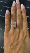 5 Carat Natural Diamond Band Engagement Ring- Radiant Diamond in 18k White Gold Setting