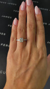 1 Carat Natural Trilogy Engagement Ring - Radiant Diamond in 18k White Gold Setting
