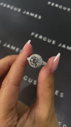 2.5 Carat Natural Halo Engagement Ring - Round Diamond in 18k White Gold Setting