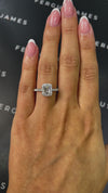 1 Carat Lab-Grown Halo Engagement Ring - Emerald Diamond in 18k White Gold Setting