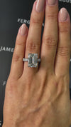 8 Carat Natural Diamond Band Engagement Ring - Emerald Diamond in 18k White Gold Setting