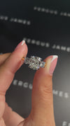 2.5 Carat Natural Trilogy Engagement Ring - Cushion Diamond
