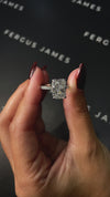 3.5 Carat Natural Diamond Band Engagement Ring- Radiant Diamond in 18k White Gold Setting