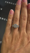 2.5 Carat Natural Trilogy Engagement Ring - Cushion Diamond