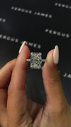5 Carat Natural Diamond Band Engagement Ring- Radiant Diamond in 18k White Gold Setting