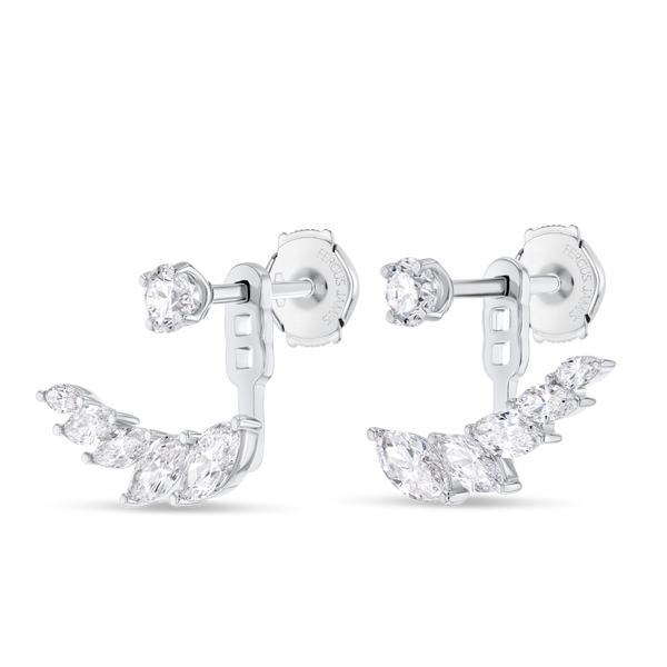 Marquise Angel Wings Natural Diamond Slider Earrings White Gold