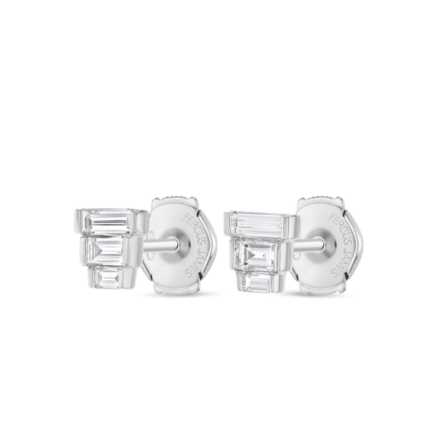 Trio Natural Diamond Baguette Earrings White Gold
