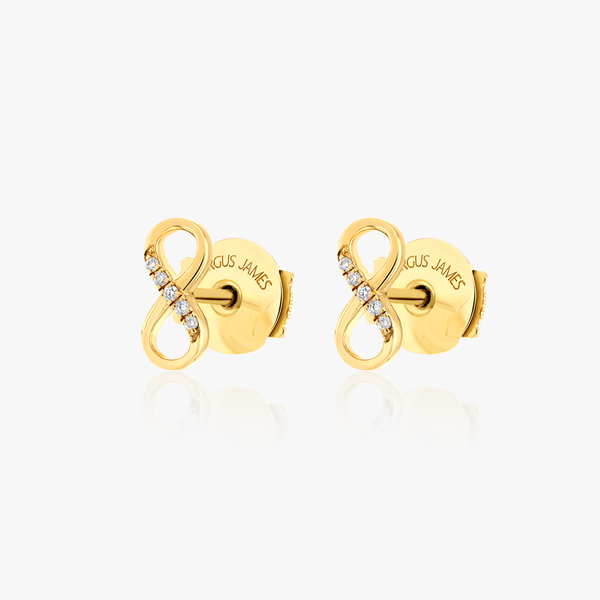Infinity Natural Diamond Stud Earrings Yellow Gold