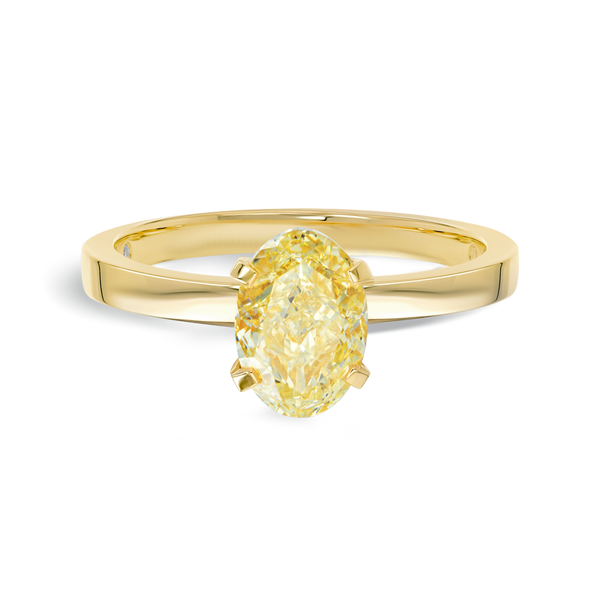 2 Carat Natural Fancy Yellow Oval Solitaire Yellow Gold Ring