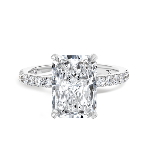 4 Carat Natural Radiant Diamond Band White Gold Ring