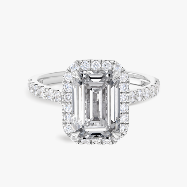 3 Carat Natural Emerald Halo White Gold Ring
