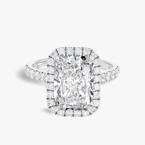 4 Carat Natural Radiant Halo White Gold Ring