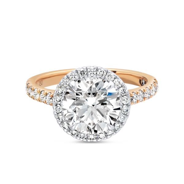 2 Carat Natural Round Halo Diamond Band Rose Gold Ring