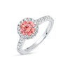 1.01ct Round Lab-Grown Pink Diamond Halo Ring White Gold
