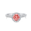 1.01ct Round Lab-Grown Pink Diamond Halo Ring White Gold