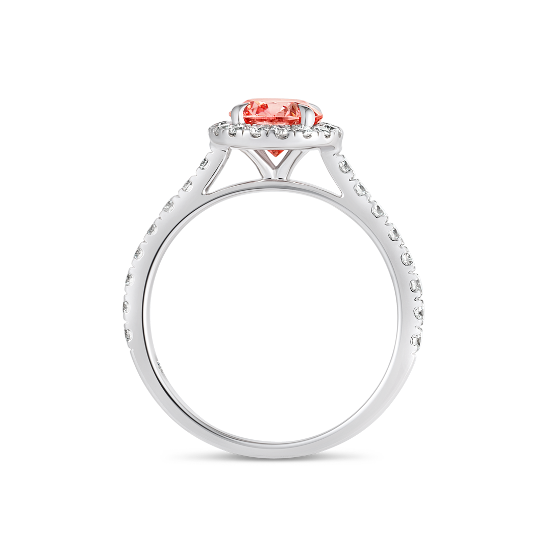 1.01ct Round Lab-Grown Pink Diamond Halo Ring White Gold