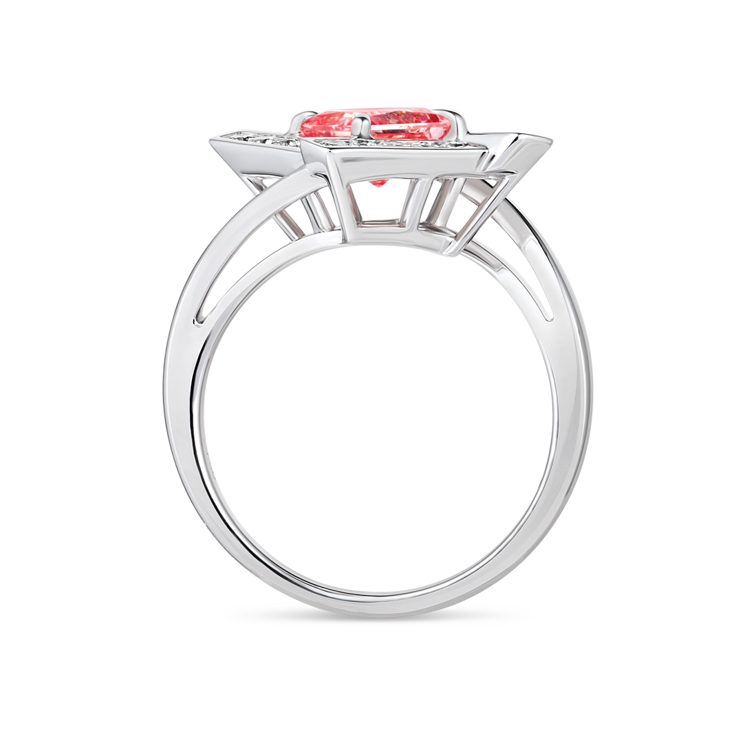 1.01ct Princess Lab-Grown Pink Diamond Halo Ring White Gold