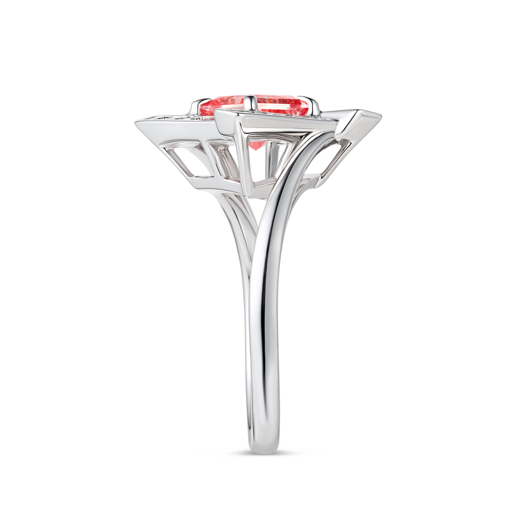 1.01ct Princess Lab-Grown Pink Diamond Halo Ring White Gold