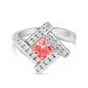 1.01ct Princess Lab-Grown Pink Diamond Halo Ring White Gold