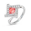 1.01ct Princess Lab-Grown Pink Diamond Halo Ring White Gold