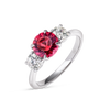 1.38ct Round Natural Red Spinel Trilogy Ring White Gold