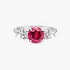 1.38ct Round Natural Red Spinel Trilogy Ring White Gold