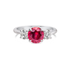 1.38ct Round Natural Red Spinel Trilogy Ring White Gold