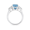 2.85ct Cushion Natural Blue Beryl Trilogy Ring White Gold