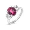 2.85ct Oval Natural Red Garnet Trilogy Ring White Gold