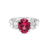 2.85ct Oval Natural Red Garnet Trilogy Ring White Gold