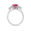 2.85ct Oval Natural Red Garnet Trilogy Ring White Gold
