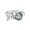 2.37ct Round Natural Green Sapphire Toi n Moi Ring White Gold
