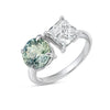 2.37ct Round Natural Green Sapphire Toi n Moi Ring White Gold