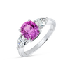 2.32ct Oval Natural Pink Sapphire Trilogy Ring White Gold