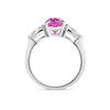 2.32ct Oval Natural Pink Sapphire Trilogy Ring White Gold