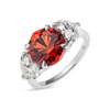4.11ct Round Natural Red Garnet Trilogy Ring White Gold