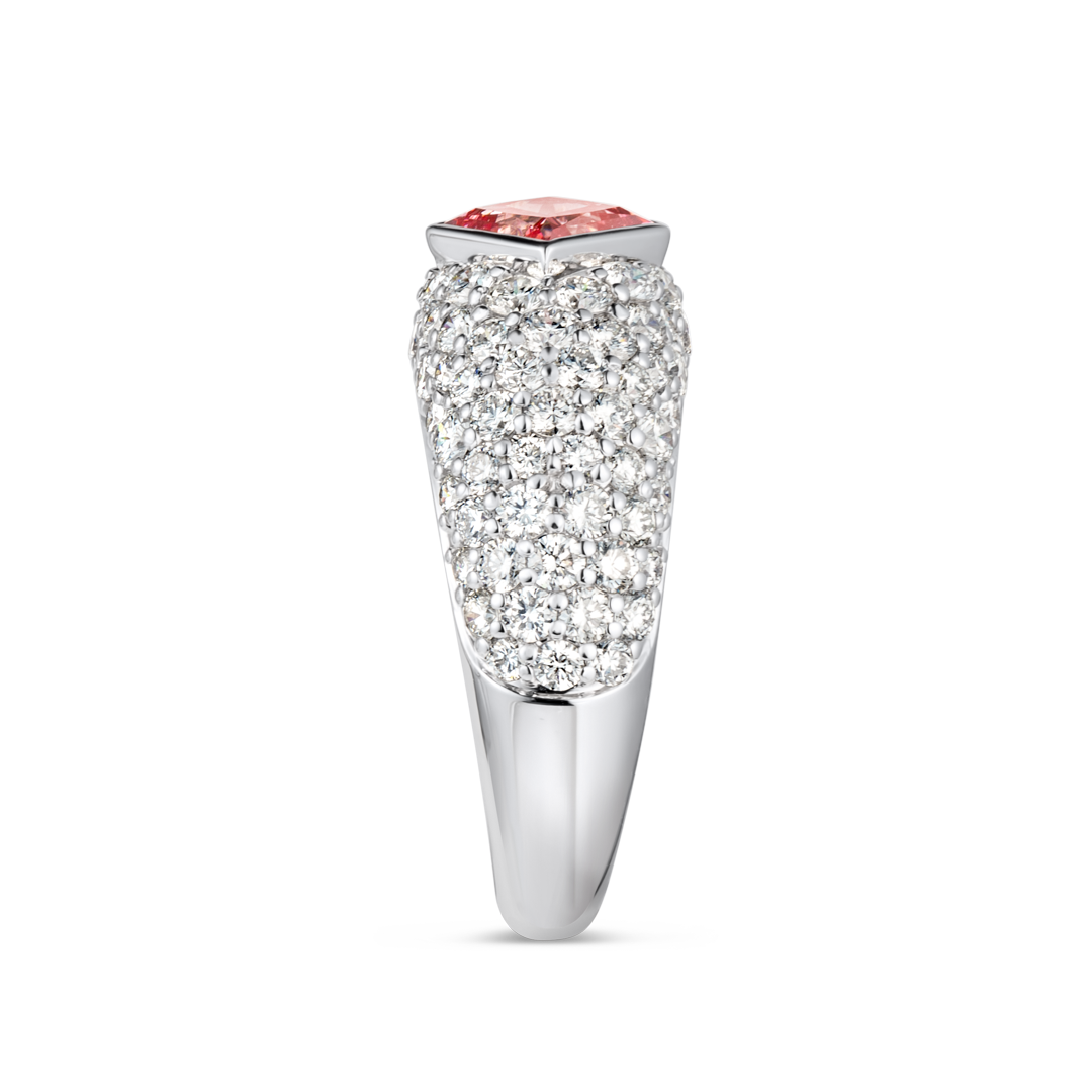 1.01ct Princess Lab-Grown Pink Diamond Encrusted Ring White Gold